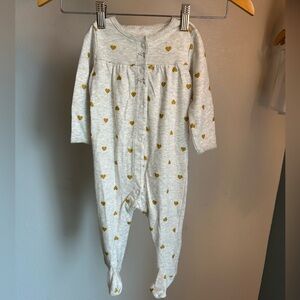 Carters baby gold hearts footie pajamas size 9 months